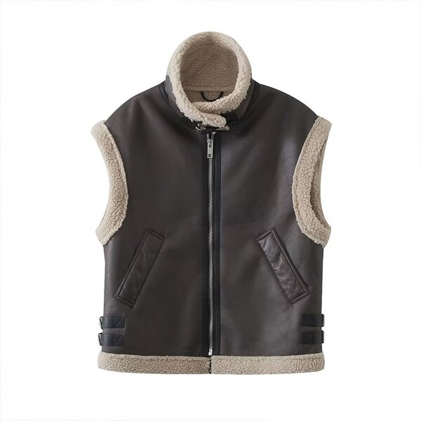 Lapel Vest Motorcycle Fur Vest Factory - OEM Custom Autumn Winter Trend Zipper