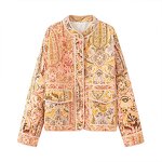 Stand Collar Printed Jacket Factory - OEM Custom Autumn Winter Long Sleeve Versatile