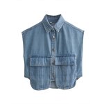 Double Pocket Denim Top Factory - OEM Custom Autumn Winter 3-color Retro Lapel