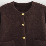 Gold Buttoned Knitted Jacket Factory - OEM Custom Women's New Fashion Retro Casual