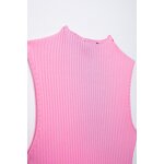 Balloon Ribbed Dress Factory - OEM Custom Retro Round Neck Sleeveless Slim
