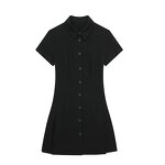 Shirt Style Mini Dress Factory - OEM Custom Retro Black Casual Short Sleeve