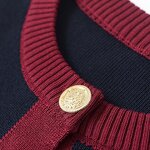Gold Button Knitted Top Factory - OEM Custom Retro Round Neck Long Sleeve Casual