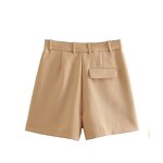 High Waist Pleated Casual Shorts Factory - OEM Custom Retro High Waist Side Pocket