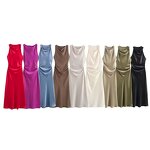 Silk Satin Texture Dress Factory - OEM Custom Retro Black Sleeveless Midi