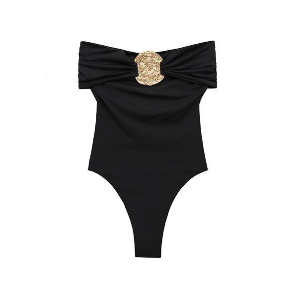 Metal Ornaments Jumpsuit Factory - OEM Custom Retro Sexy Sleeveless Classic Black