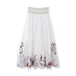 Embroidered Midi Skirt Factory - OEM Custom Retro High Elastic Drawstring