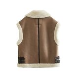 Fleece Splicing Tank Top Factory - OEM Custom Vintage Turn-Down Collar Waistcoat