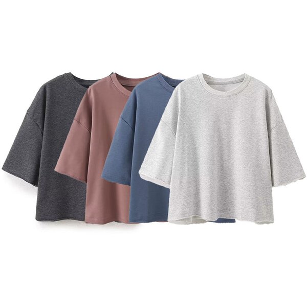 Loose Sports Sweatshirt Factory - OEM Custom Multicolor Vintage Short Sleeve