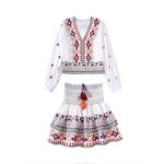 Women's Long Sleeve Shirt Factory - OEM Custom V Neck Contrast Printing Blouse