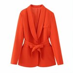 With Belt Orange Blazer Factory - OEM Custom Vintage Long Sleeve Women's Top