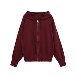 Hooded Knitted Sports Sweater Factory - OEM Custom Zipper Casual Women's Top