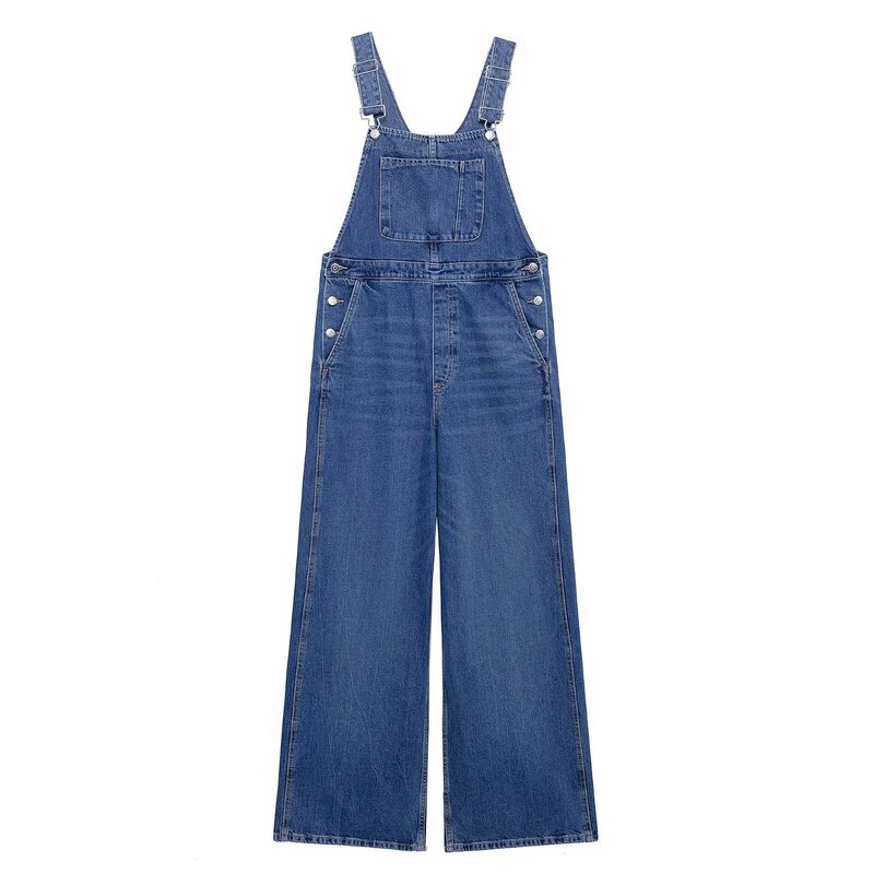 Long Denim Jumpsuit Factory - OEM Custom Fashion Wide-leg Pants Elegant Women's