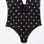 Embossed Flower Polka Dot Bodysuit Factory - OEM Custom Retro Halter Collar Slim