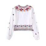 Women's Long Sleeve Shirt Factory - OEM Custom V Neck Contrast Printing Blouse