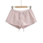 Plaid Button Trim Shorts Factory - OEM Custom Summer Fashion Retro Drawstring Casual