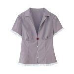 Plaid Shirt Shorts Set Factory - OEM Custom Summer Button Shirt Elastic Waist