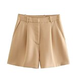 High Waist Pleated Casual Shorts Factory - OEM Custom Retro High Waist Side Pocket