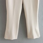 Side Slit Straight-leg Trousers Factory - OEM Custom Vintage Zip Fly High Waist