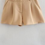 High Waist Pleated Casual Shorts Factory - OEM Custom Retro High Waist Side Pocket