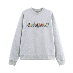 College Style Sweatshirt Factory - OEM Custom Gray Long-sleeved Ladies Sweatshirt