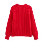 Red Knit Sweater Cardigan Factory - OEM Custom Vintage Long Sleeve Single-Breasted