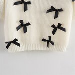 Short Sleeve Bow Knit Pullover Factory - OEM Custom Summer Casual Round Neck Sweater