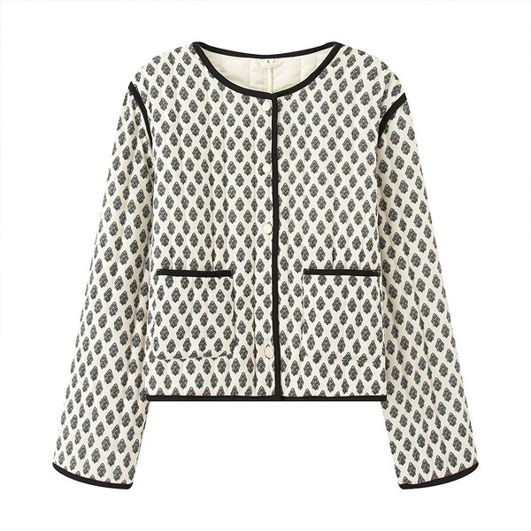 Flower Quilted Cotton Jacket Factory - OEM Custom Autumn Fashion Retro Long Sleeve