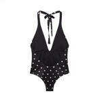 Embossed Flower Polka Dot Bodysuit Factory - OEM Custom Retro Halter Collar Slim