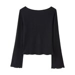 Textured Tops Trousers Suits Factory - OEM Custom Retro V-neck Button-down Tops