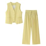 Vest Trousers Suit Factory - OEM Custom Retro V-neck Sleeveless High Waist