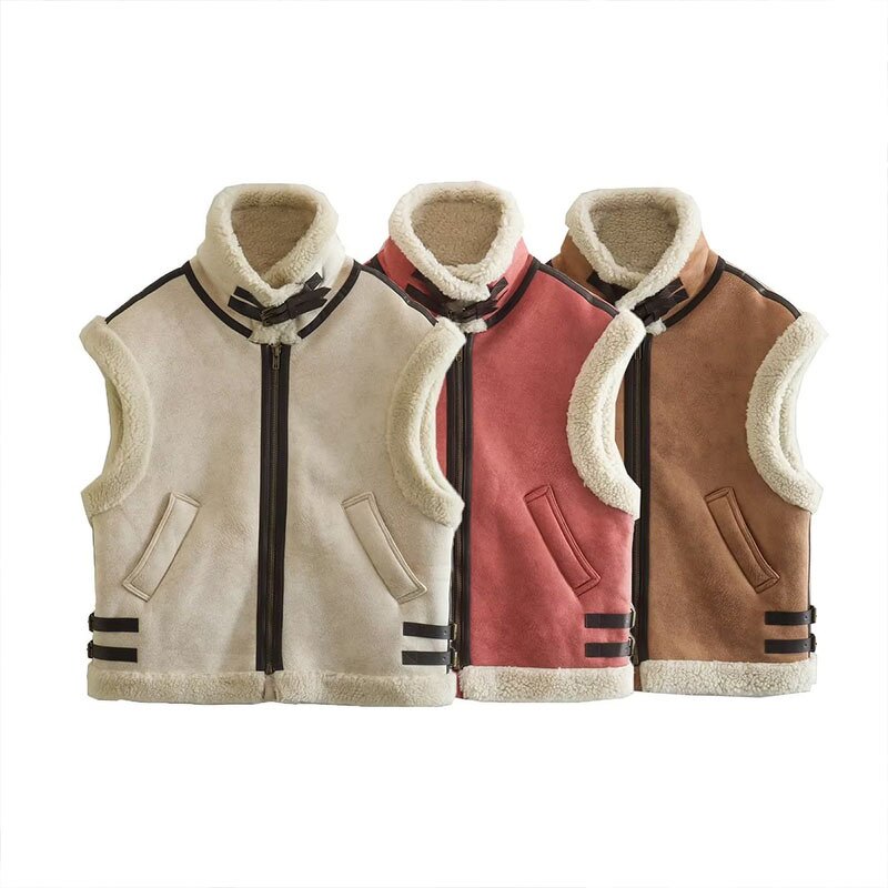 Fleece Splicing Tank Top Factory - OEM Custom Female Waistcoat Chic Top