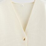 Plain Short-sleeved Sweater Factory - OEM Custom Retro V-neck Single-breasted Female