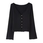 Textured Tops Trousers Suits Factory - OEM Custom Retro V-neck Button-down Tops