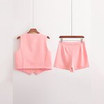 Vest and Shorts Suit Factory - OEM Custom V-neck Single-breasted High-waisted