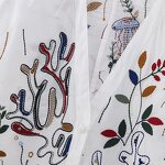 Embroidered Cotton Shirt Factory - OEM Custom Vintage V Neck Wide Sleeve Top