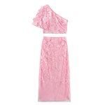 Hollow Flower Suit Factory - OEM Custom Trendy Oblique Shoulder Top and Skirt