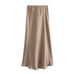 Multicolor Satin Midi Skirt Factory - OEM Custom Vintage A-Line High-Waisted