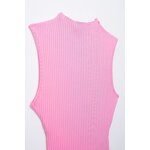 Balloon Ribbed Dress Factory - OEM Custom Retro Round Neck Sleeveless Slim