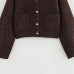 Gold Buttoned Knitted Jacket Factory - OEM Custom Women's New Fashion Retro Casual