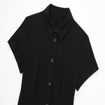 Shirt Style Mini Dress Factory - OEM Custom Retro Black Casual Short Sleeve