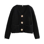 Thick Needle Loose Sweater Jacket Factory - OEM Custom Retro Round Neck Single-Breasted