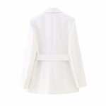 Belted Dress Collar Blazer Factory - OEM Custom Vintage Long Sleeve Coat