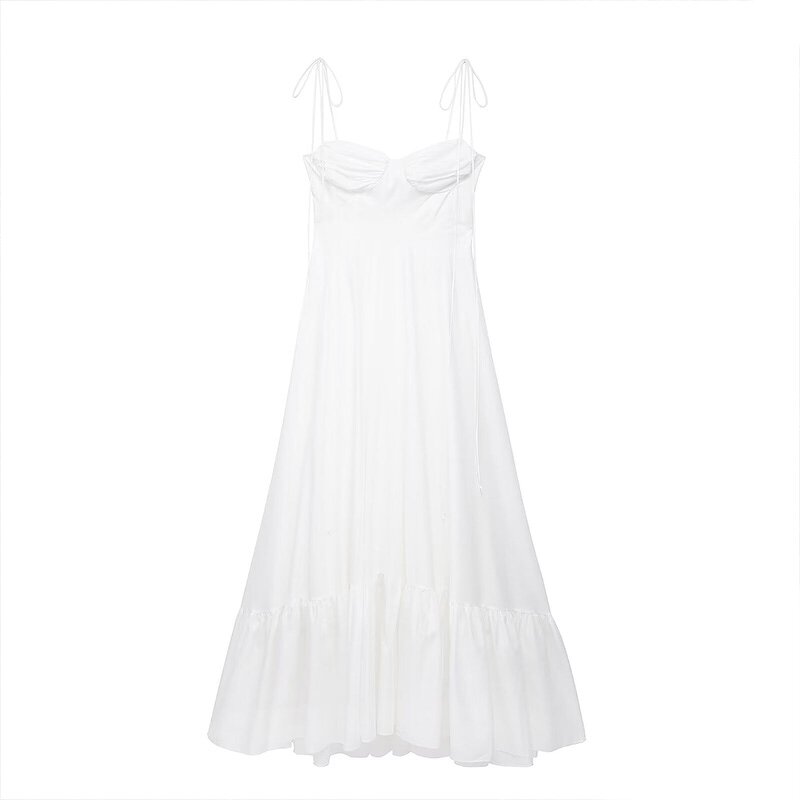 Retro Backless Woven Poplin Dress Factory - OEM Custom Ruched Decoration Layered