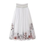 Embroidered Midi Skirt Factory - OEM Custom Retro High Elastic Drawstring