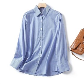 Striped Shirt Factory - OEM Custom Retro Lapel Long Sleeve Blouse