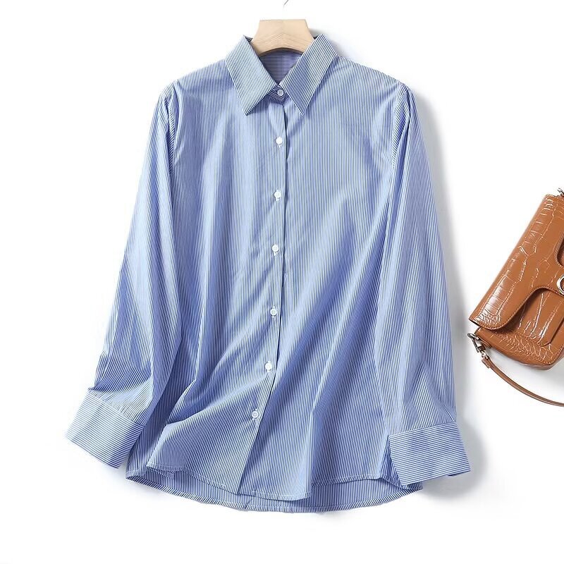Striped Shirt Factory - OEM Custom Retro Lapel Long Sleeve Blouse