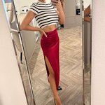 Round Neck Striped Short Knitted Top Factory - OEM Custom Autumn Casual Slim Sexy