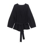Belt With Shoulder Pads Sweater Factory - OEM Custom Retro V-neck Long-sleeved Female