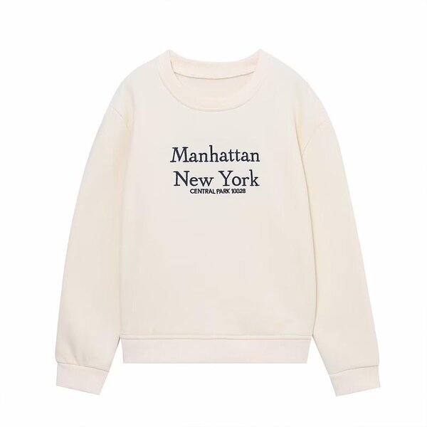 Letter Embroidery Sweatshirt Factory - OEM Custom Women's Round Neck Slim Fit
